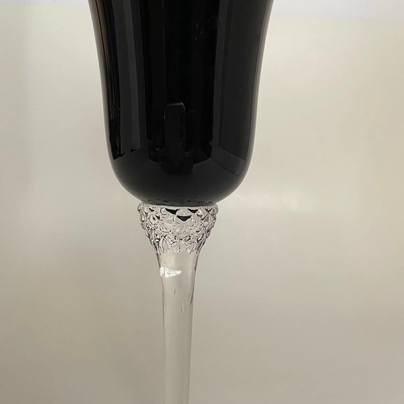 Circleware Crystal Glass Black Diamond Stem Tulip Shape Water Goblet Dc'ed Rare - Picture 3 of 5